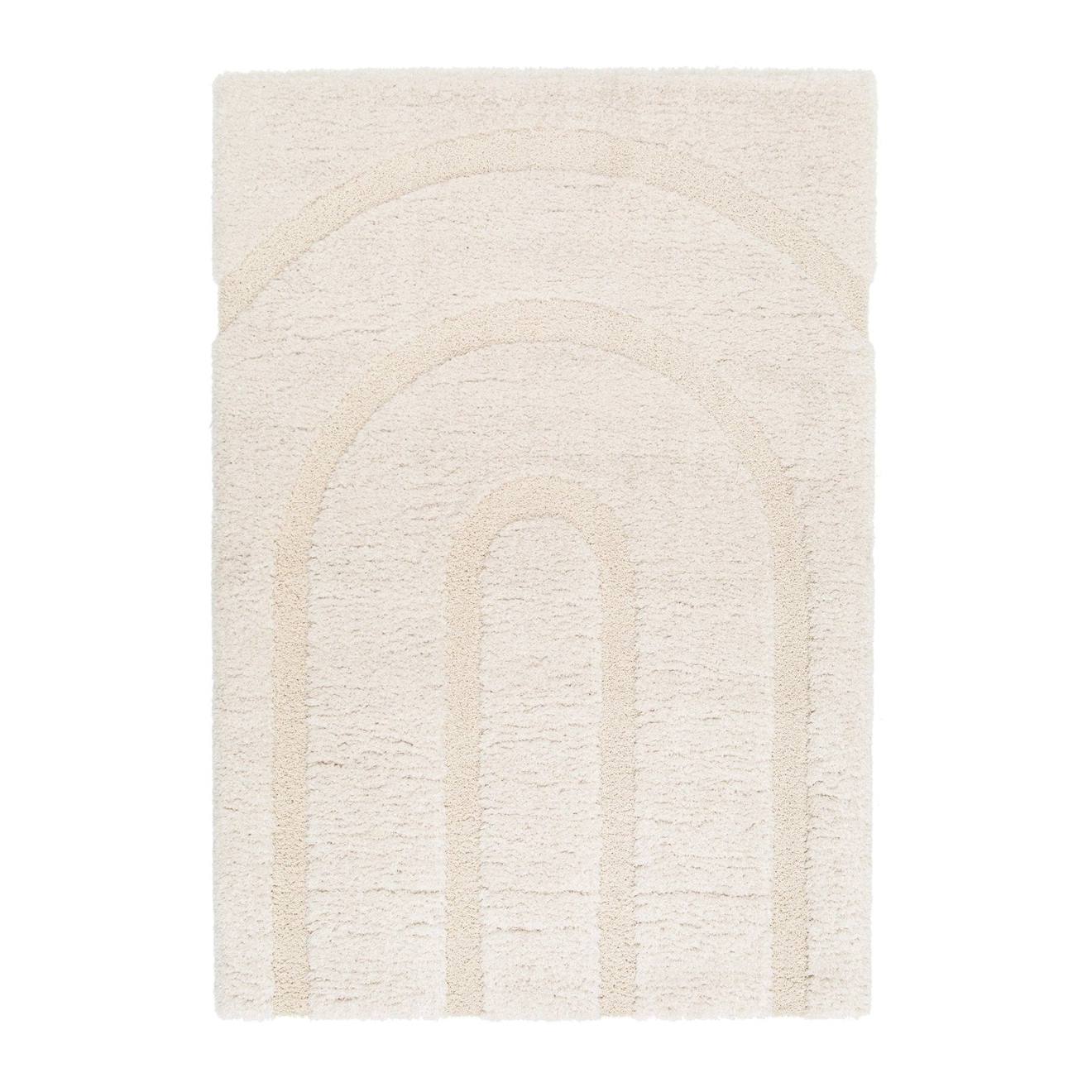 Tapis Shaggy Épais En Polyester Recyclé Avec Relief Arcadia Beige Sable