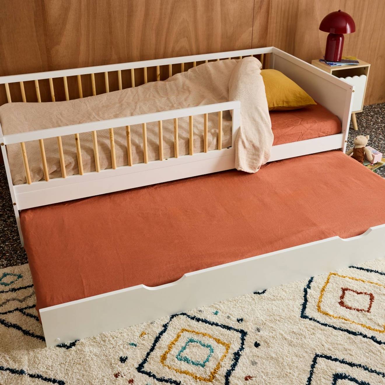 Tiroir Lit Enfant Bois De Pin Naturel - Roya Blanc