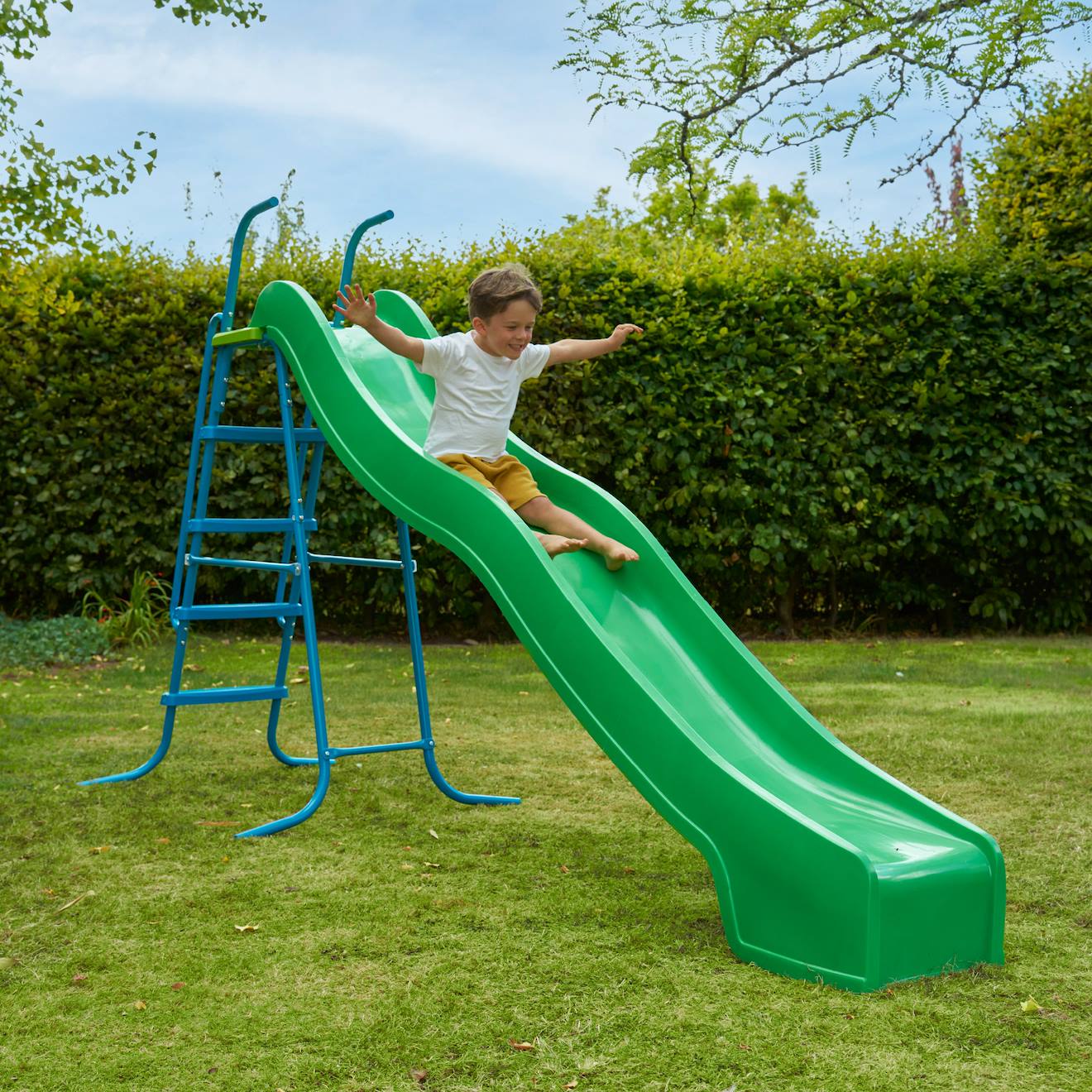 Toboggan 5 Marches Métal 300 Cm Vert - Bleu