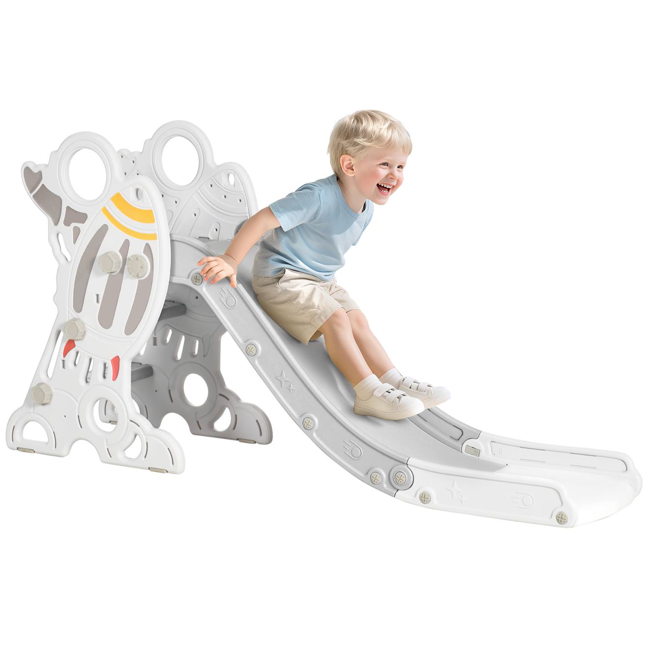Toboggan Enfant Design Fusée - Usage Intérieur Gris