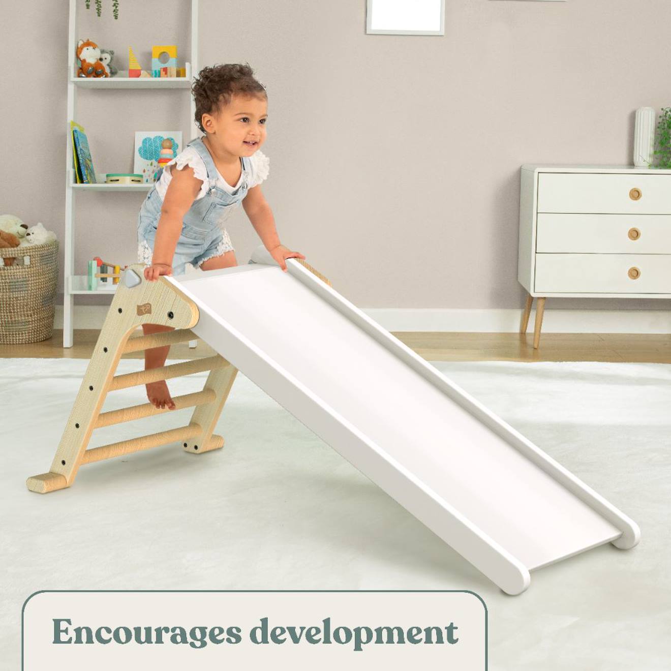 Toboggan Pliable Montessori Bois Fsc® Marron - Blanc