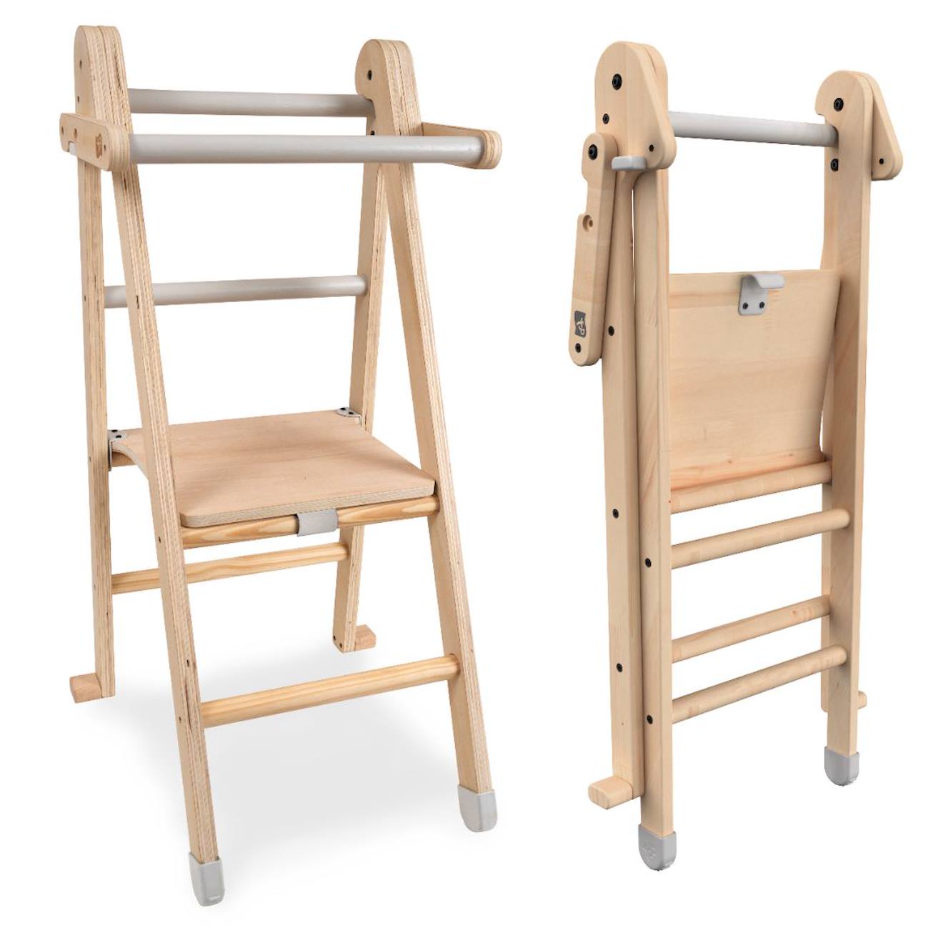 Tour D'apprentissage Pliable Montessori Bois Fsc® Marron - Blanc