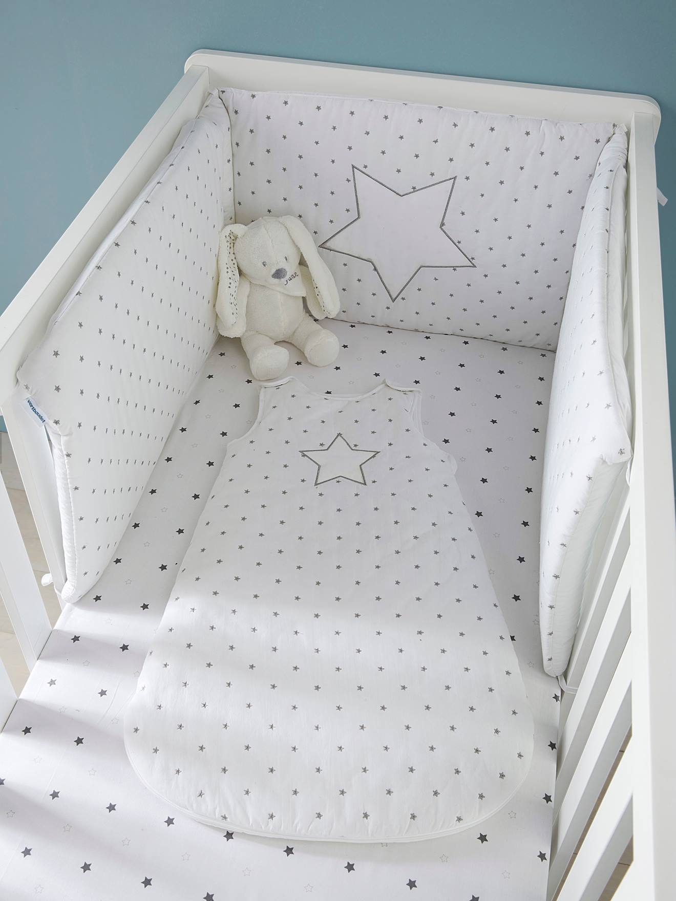 Tour de lit PLUIE D'ETOILES blanc
