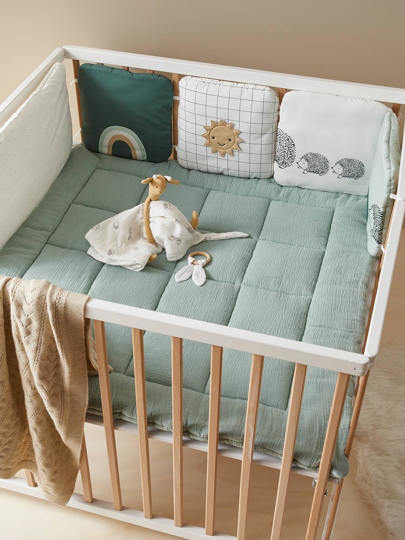 Tour de lit / tour de parc modulable Bio Collection LOVELY NATURE ivoire / multicolore
