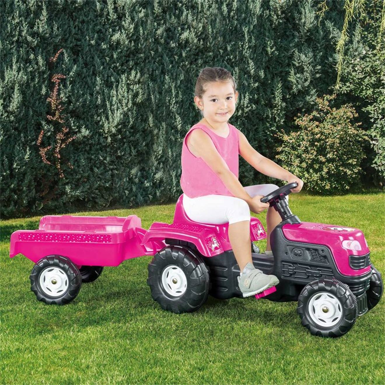 Tracteur À Pédales Licorne Rose