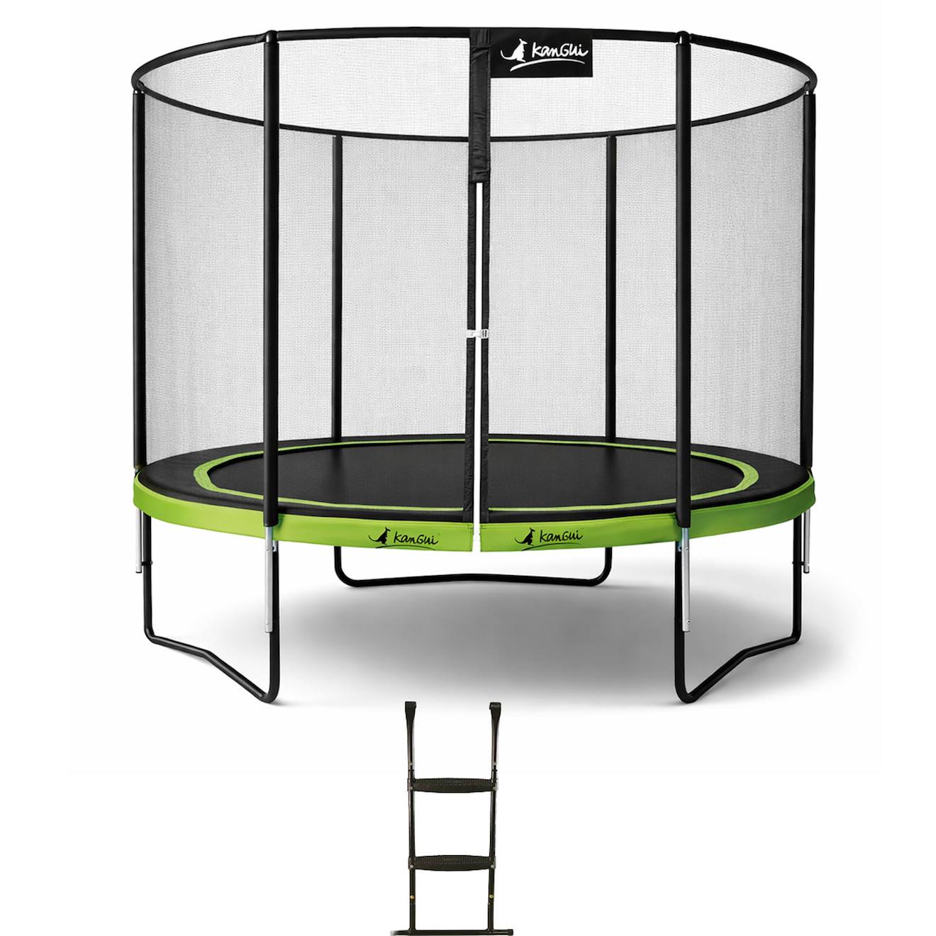 Trampoline De Jardin Ø 300cm + Filet De Sécurité + Échelle - Punchi 300 Vert Vert