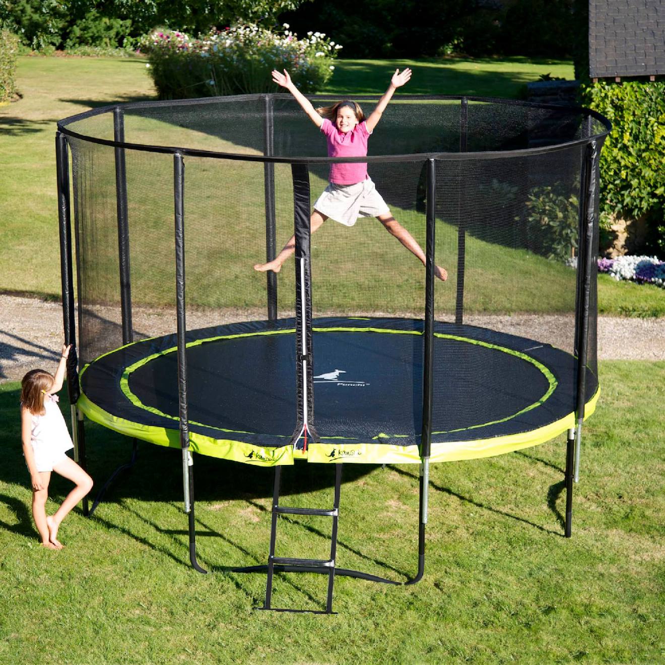 Trampoline De Jardin Ø 430cm + Filet De Sécurité - Punchi 430 Vert Vert