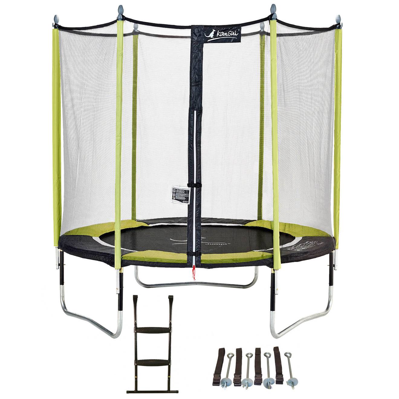 Trampoline Jardin Ø 250?cm + Échelle + Kit D'ancrage - Jumpi 250 - Noir/vert Vert