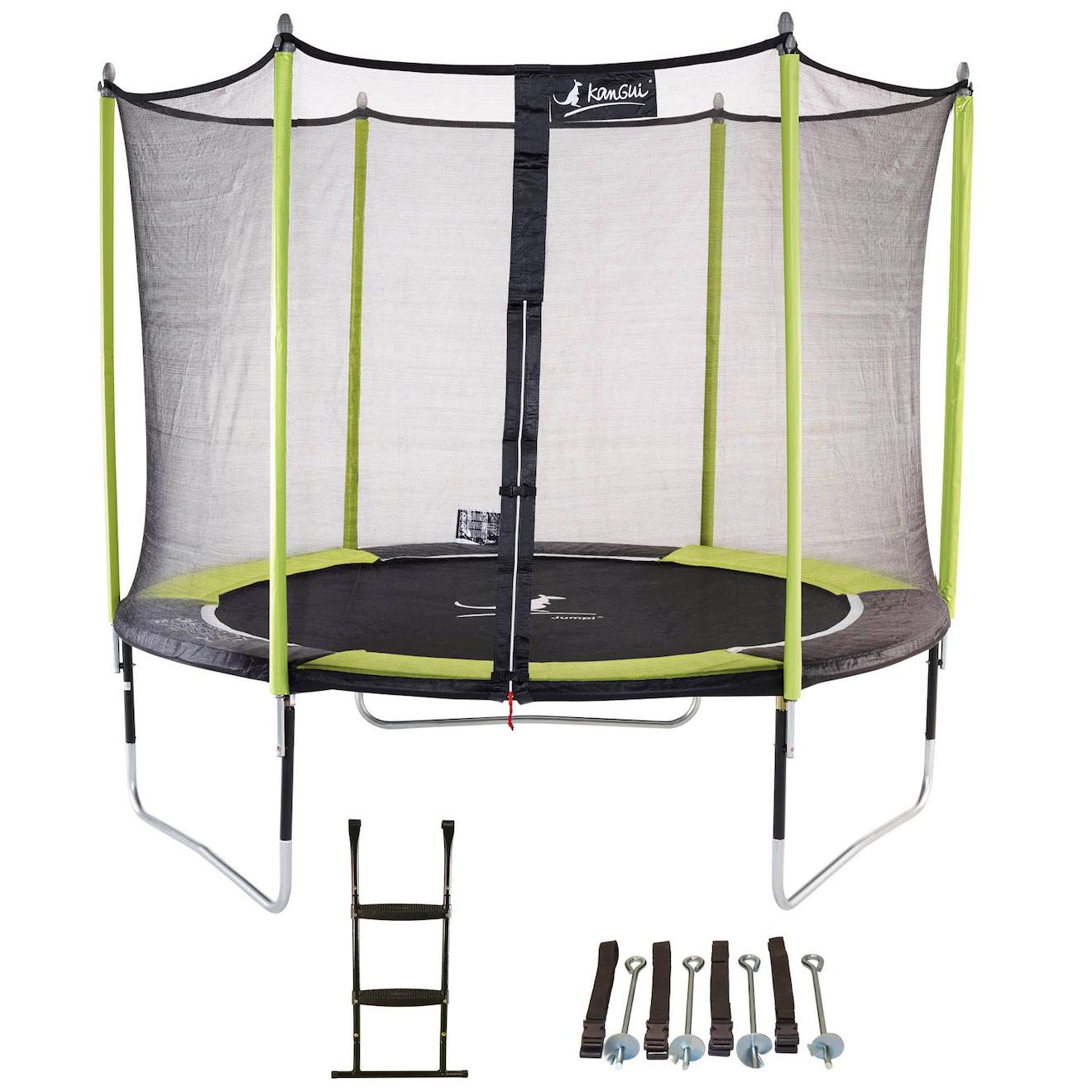 Trampoline Jardin Ø 300?cm + Échelle + Kit D'ancrage - Jumpi 300 - Noir/vert Vert