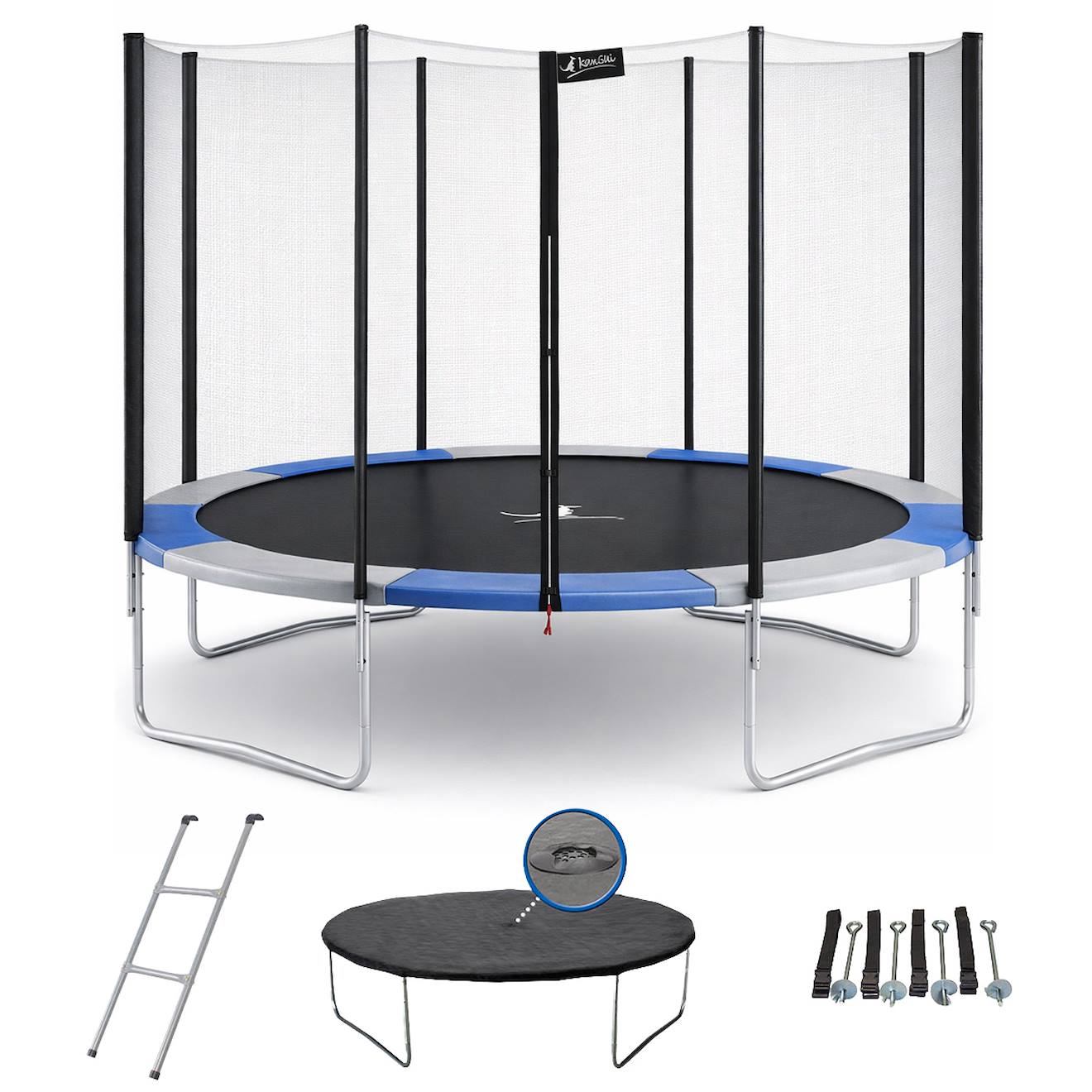 Trampoline Rond Ø300cm Avec Filet, Échelle, Bâche Et Kit D'ancrage - Ralli 300 Bleu