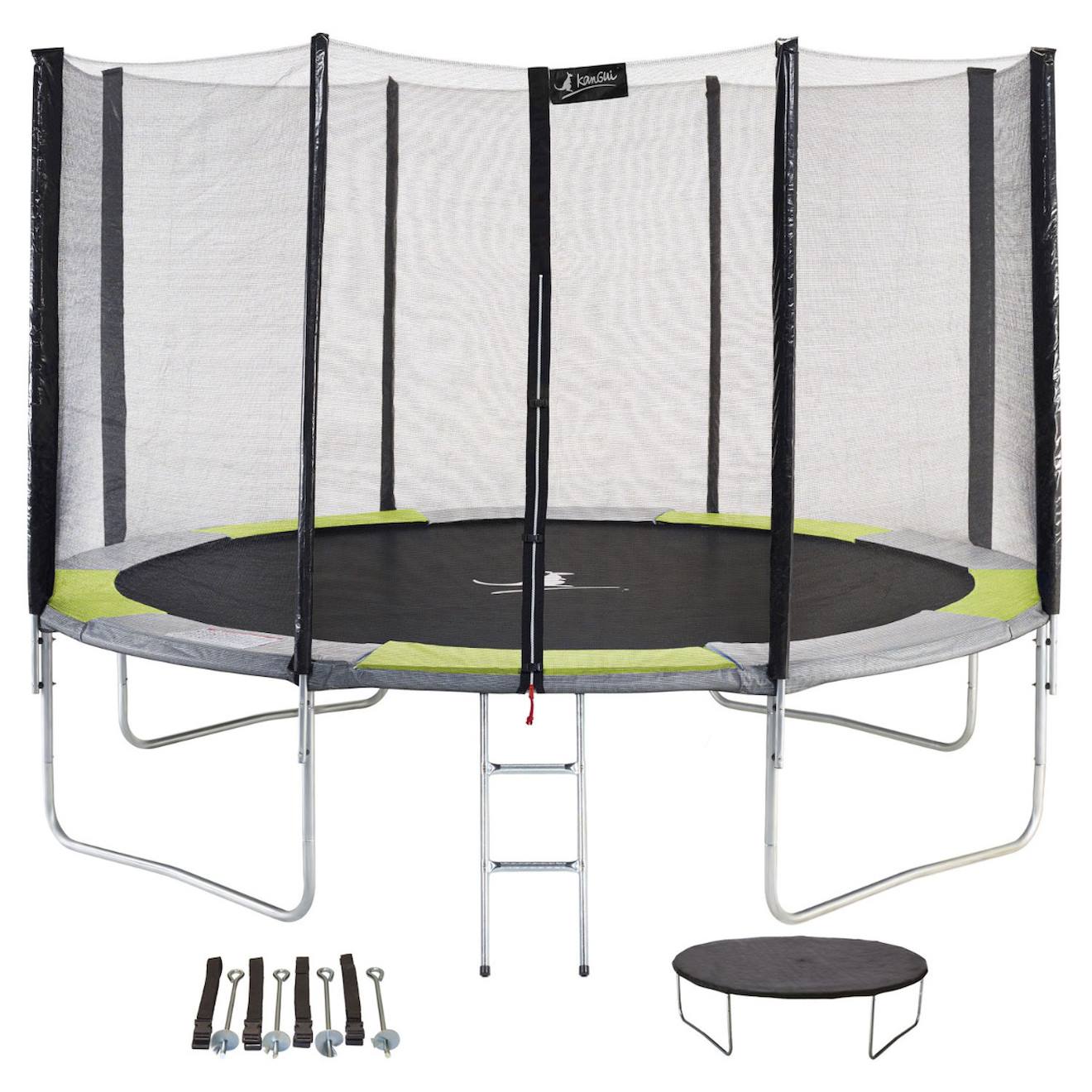 Trampoline Rond Ø360cm Avec Filet, Échelle, Bâche Et Kit Ancrage - Ralli 360 Vert