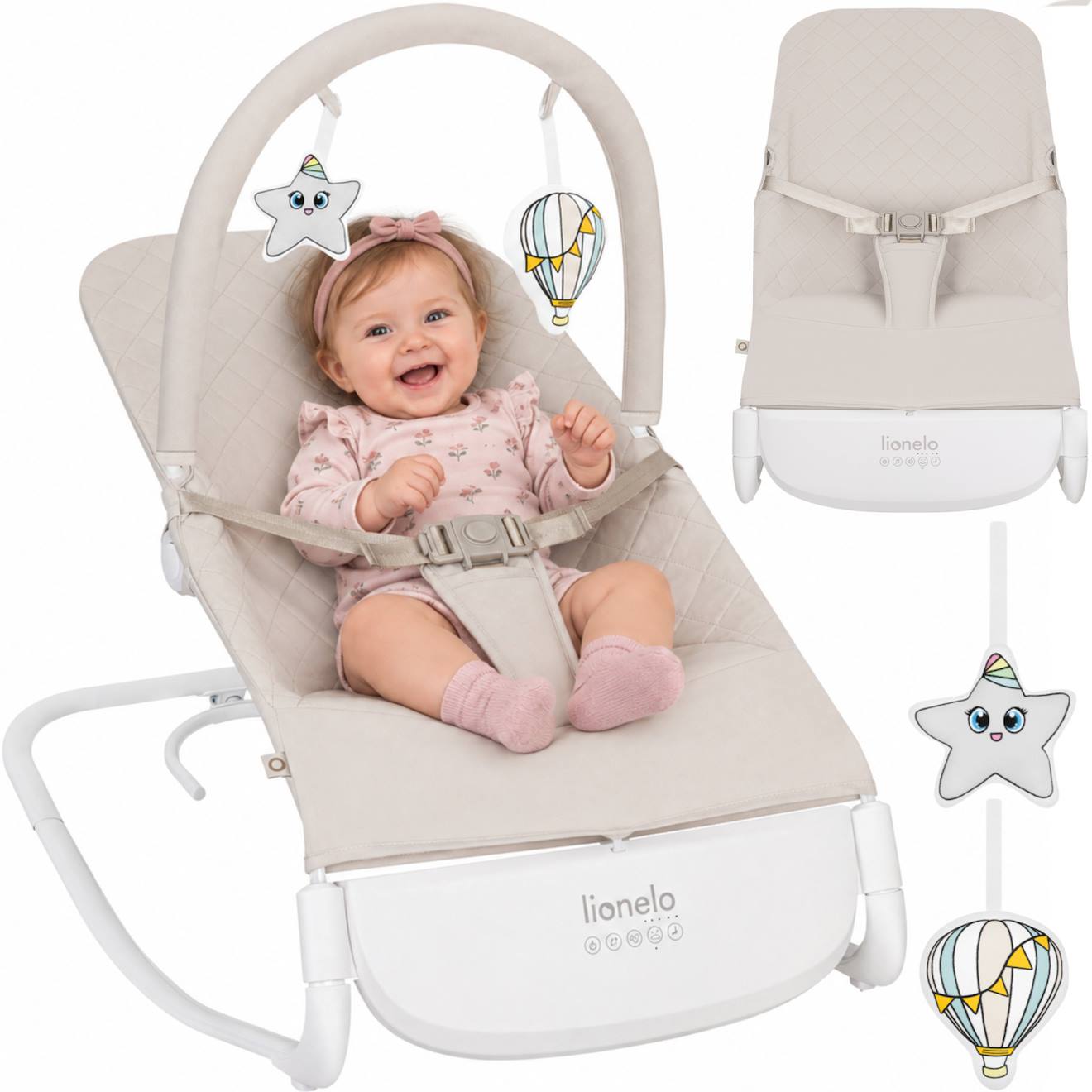 Transat Balancelle Électrique Vinci Léger Avec 3 Modes De Balancement Et 4 Mélodies Beige Sand