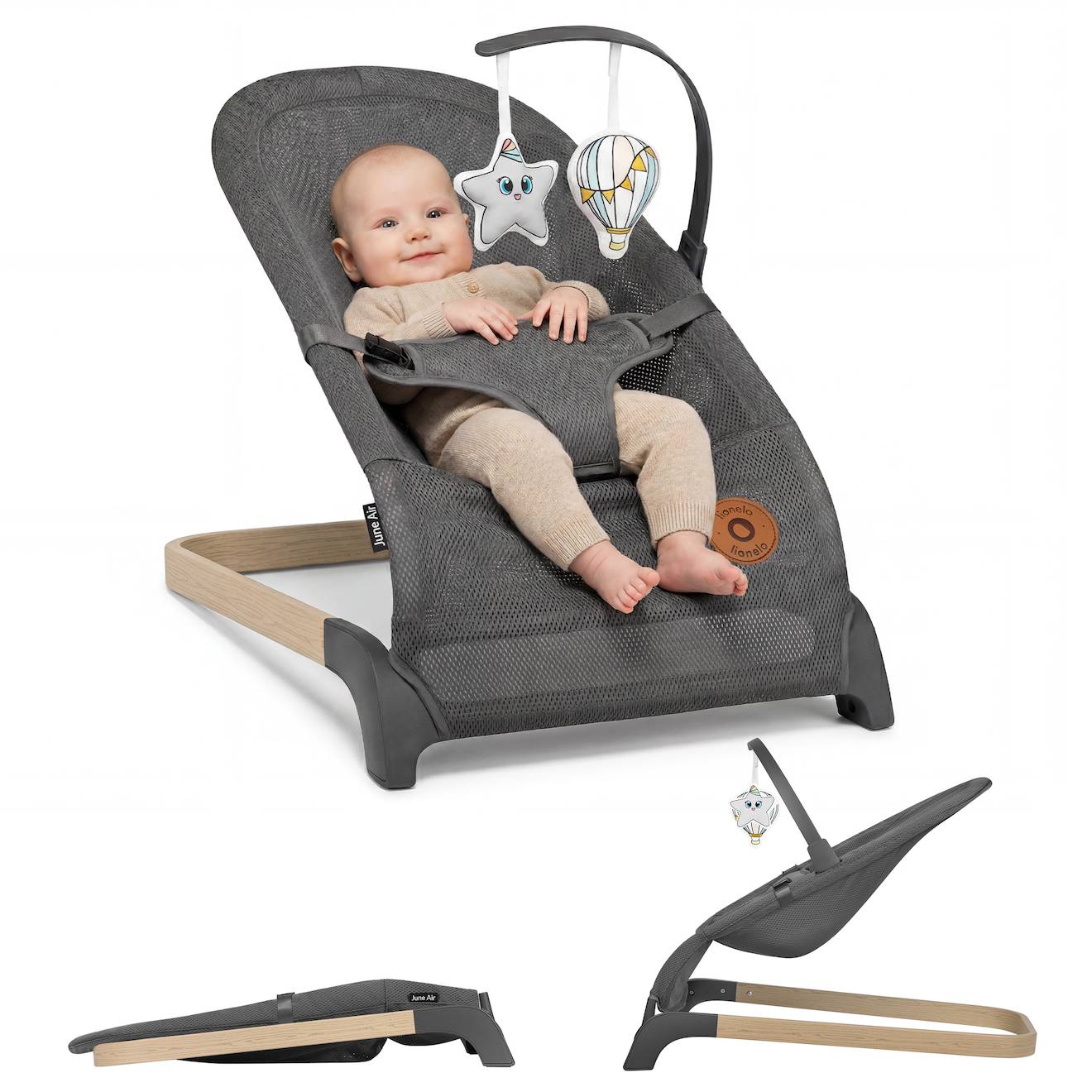 Transat Bébé June Air Léger Et Respirant Avec Pliage À Plat Grey Graphite