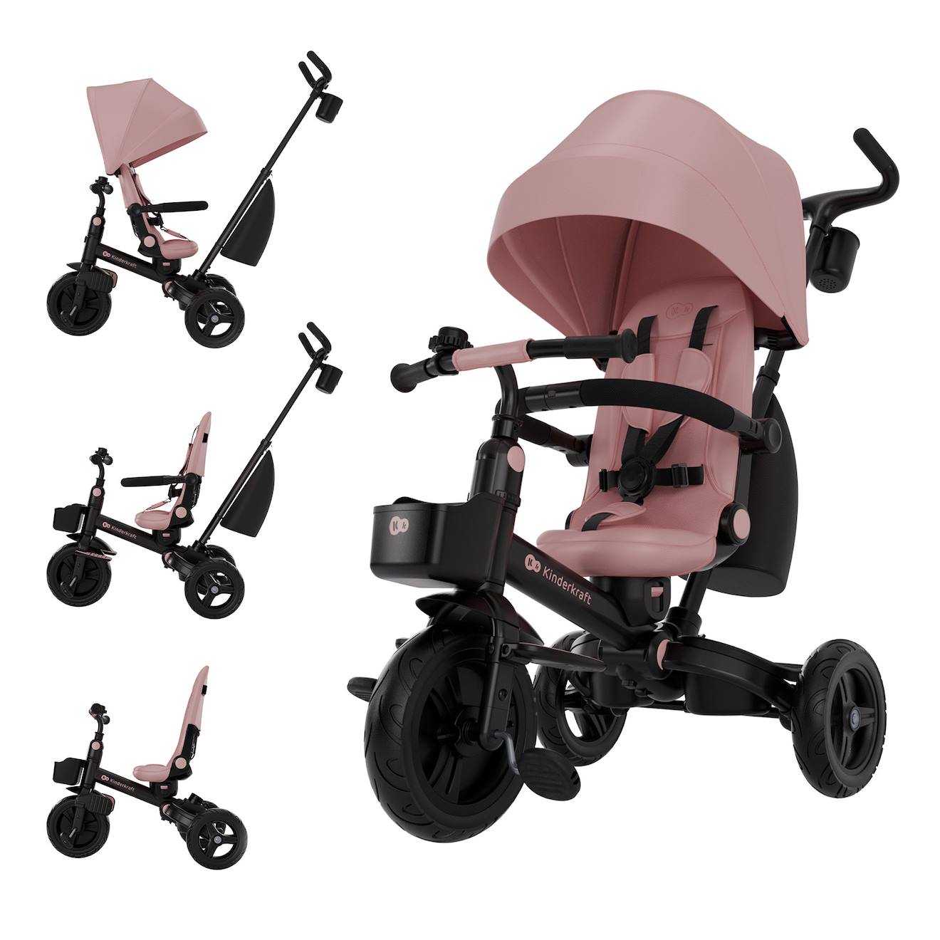 Tricycle Aveo 2 Plus Évolutif 6 Configurations Avec Siège 360° Click&twist, Position Allongée Et Pliage Rapide Rose