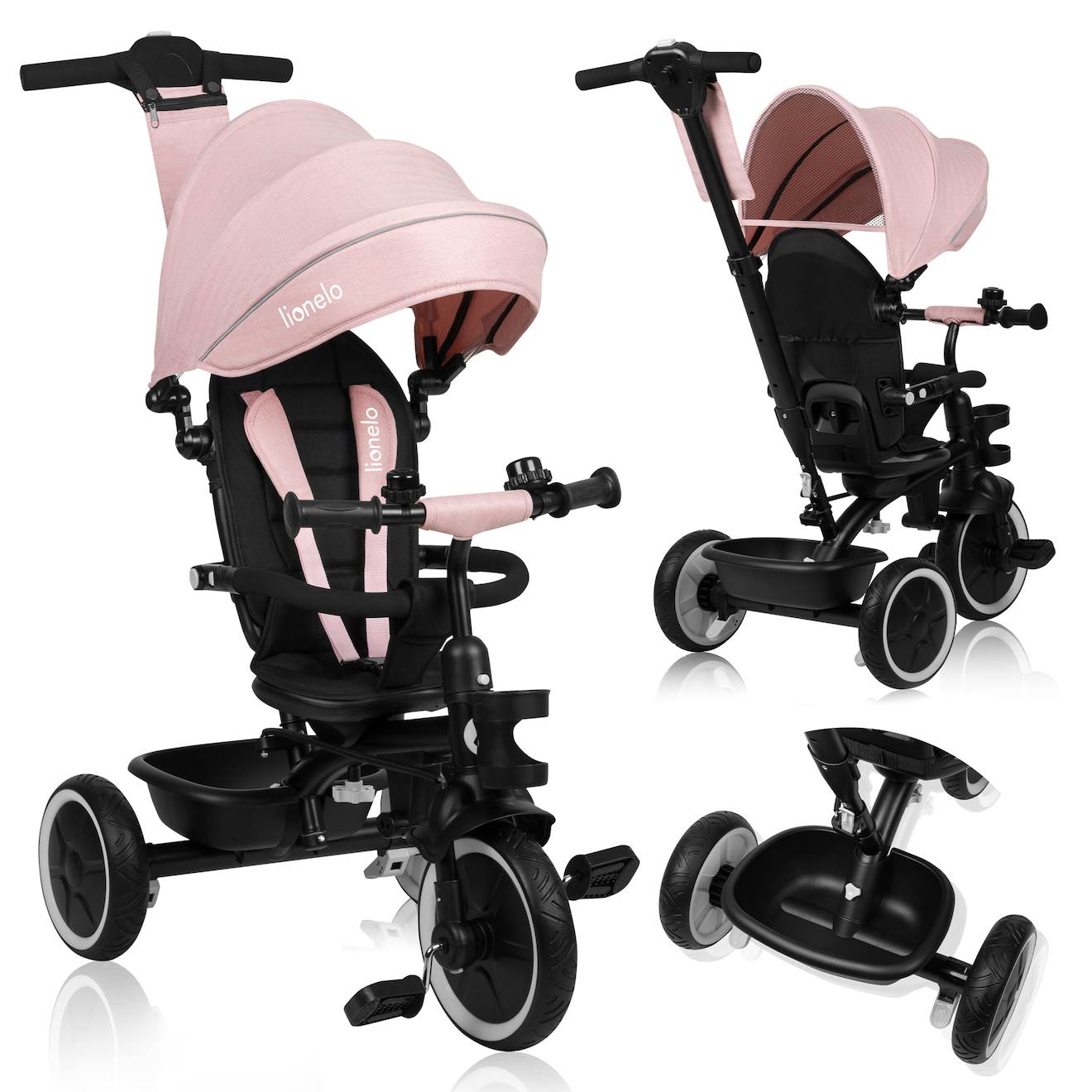 Tricycle Évolutif 2en1 Berry Dès 9 Mois Avec Sonnette Et Porte-gobelet Pink Rose