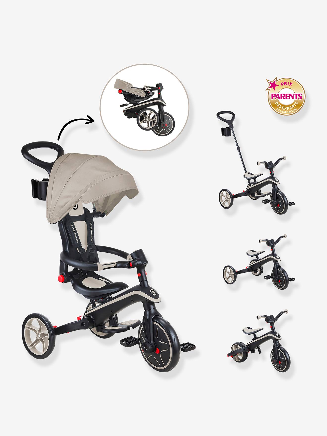 Tricycle Explorer Pliable 4 en 1 - taupe