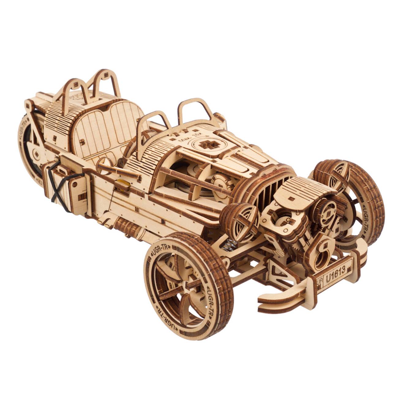 Tricycle Ugr-s – Maquette Mécanique En Bois À Construire, Puzzle 3d À Moteur À Ressort Brown