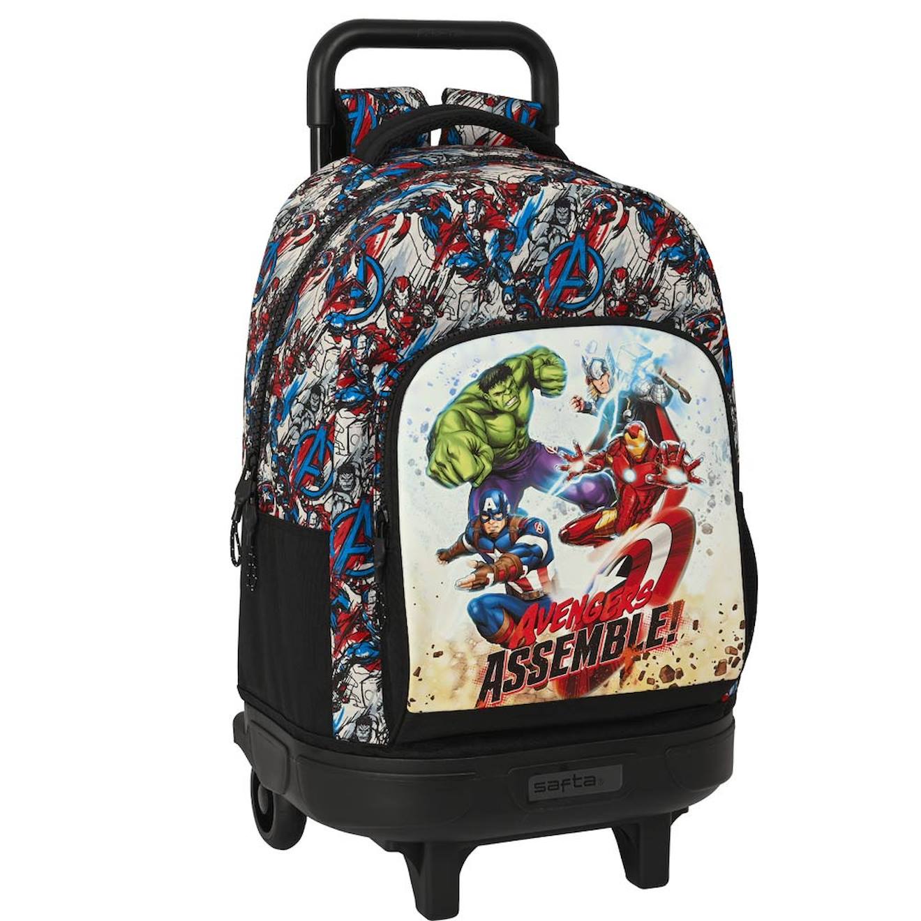Trolley Scolaire Garçon Avengers Assemble Avec Sac Amovible 45 Cm Noir / Multicolore