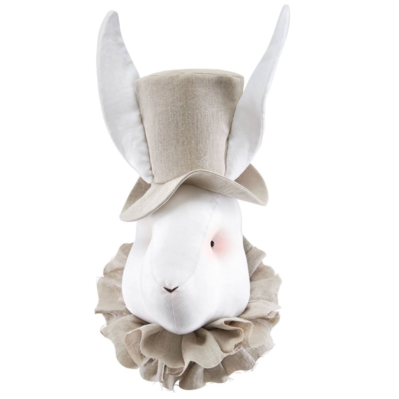 Trophée Mural Monsieur Lapin En Lin – Décoration Chambre Bébé Enfant Beige