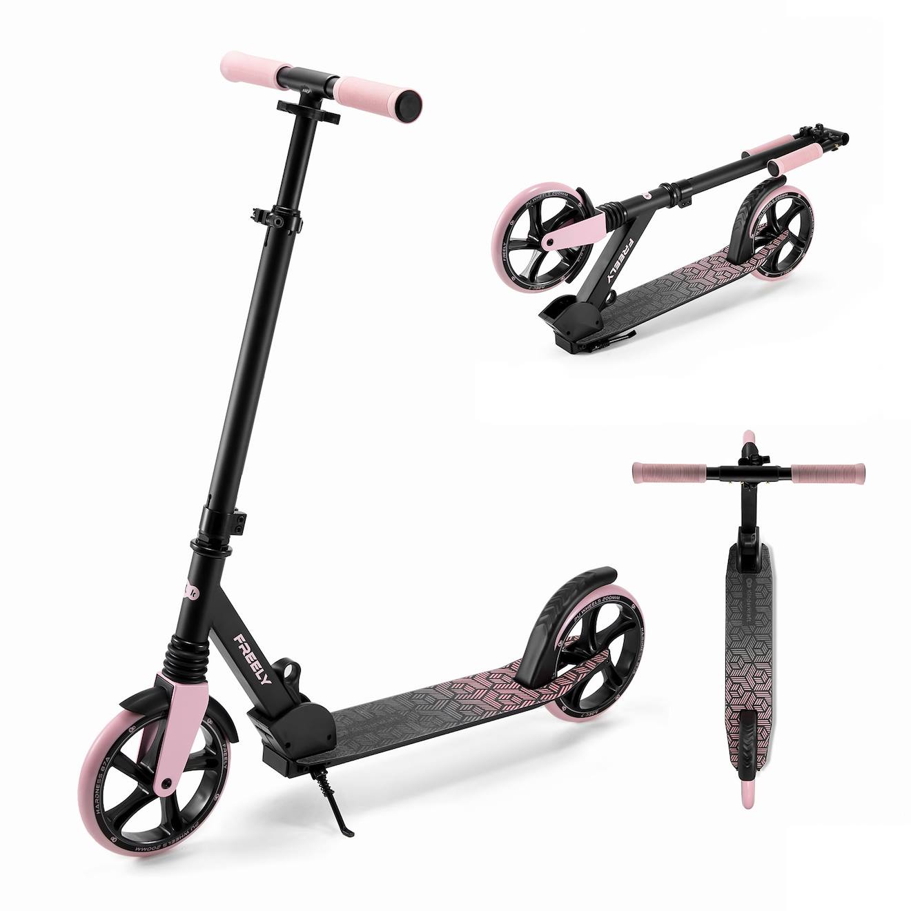 Trottinette Pliable Kinderkraft Freely Avec Guidon Réglable, Roues Pu 20 Cm, Roulements Abec-7 Et Suspension Avant Rose