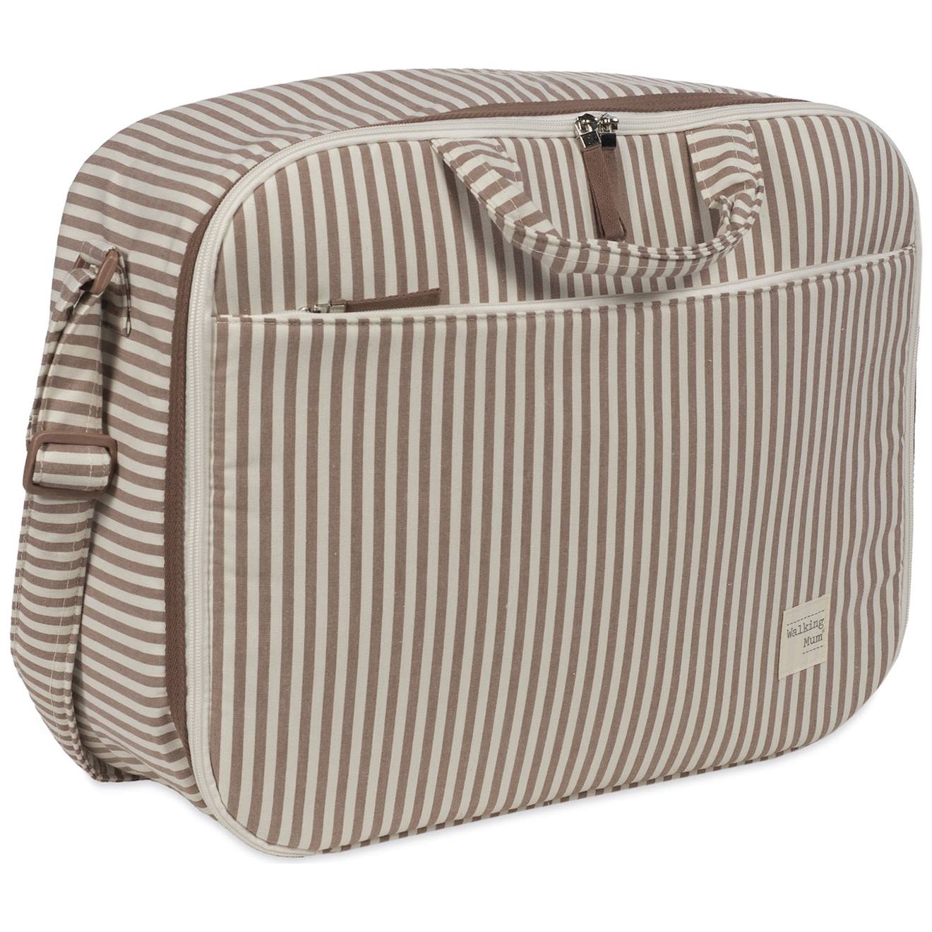 Valise De Maternité Praliné Rayures Moka Marron