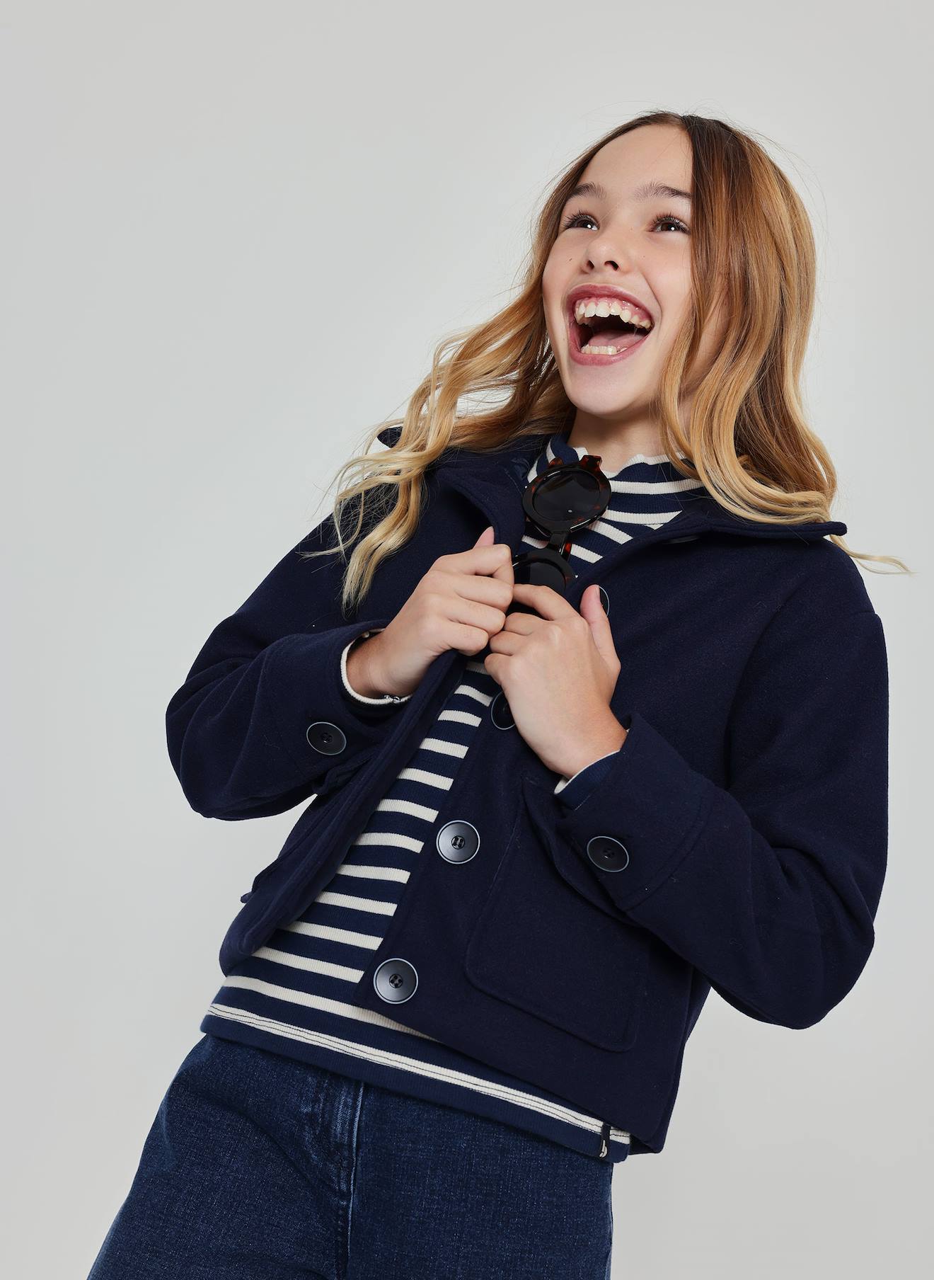 Veste Fille Avec Boutons Bleu