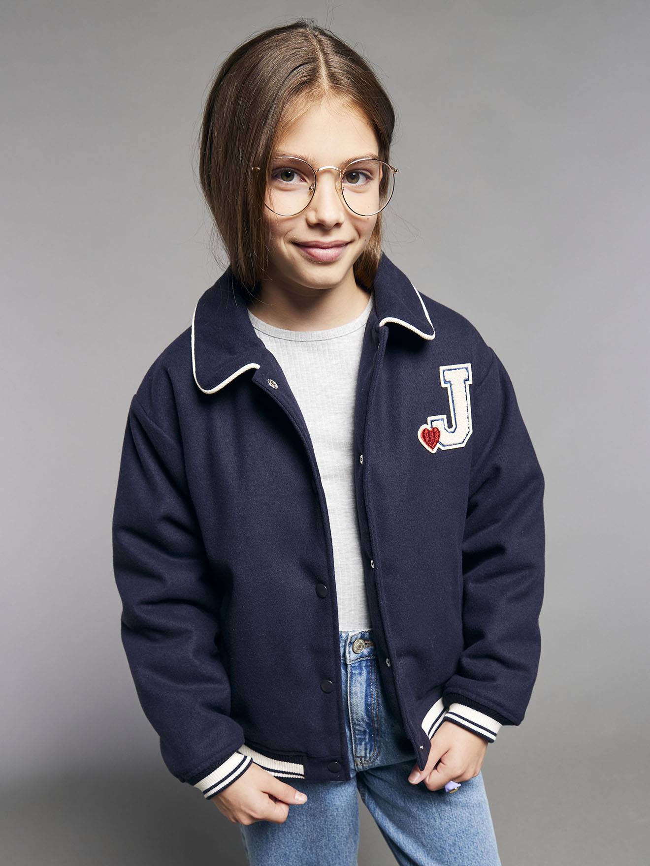Veste fille style teddy marine