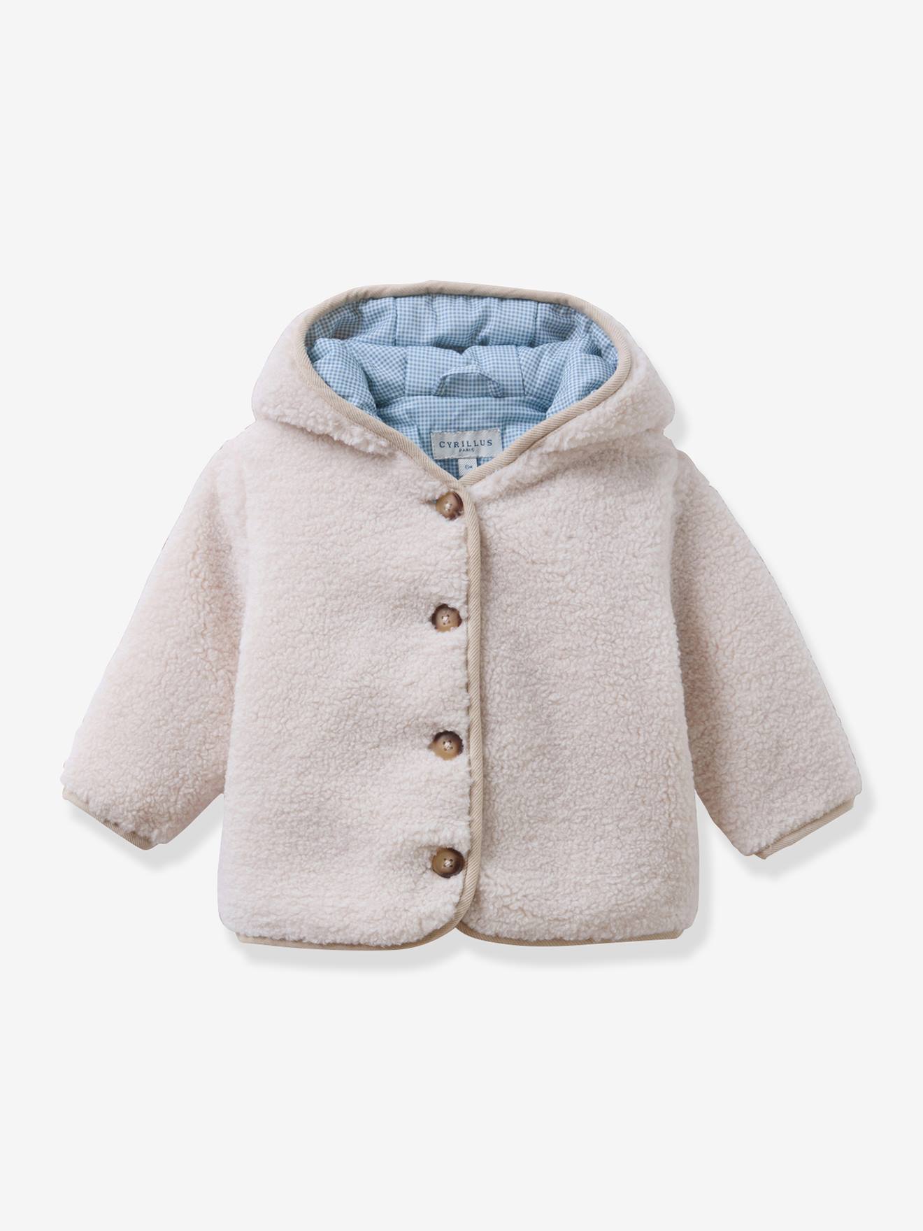 Veste sherpa à capuche écru