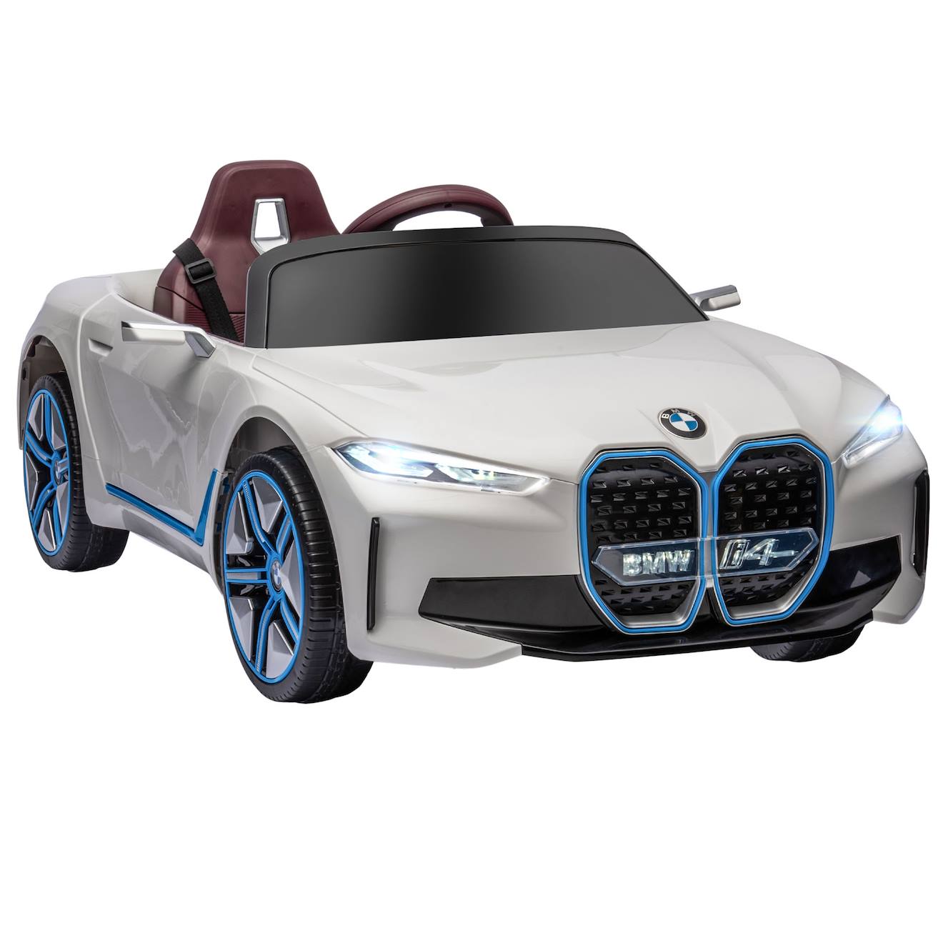 Voiture Électrique Enfant Bmw I4 12v 5km/h Max. Nombreux Effets Télécommande Blanc