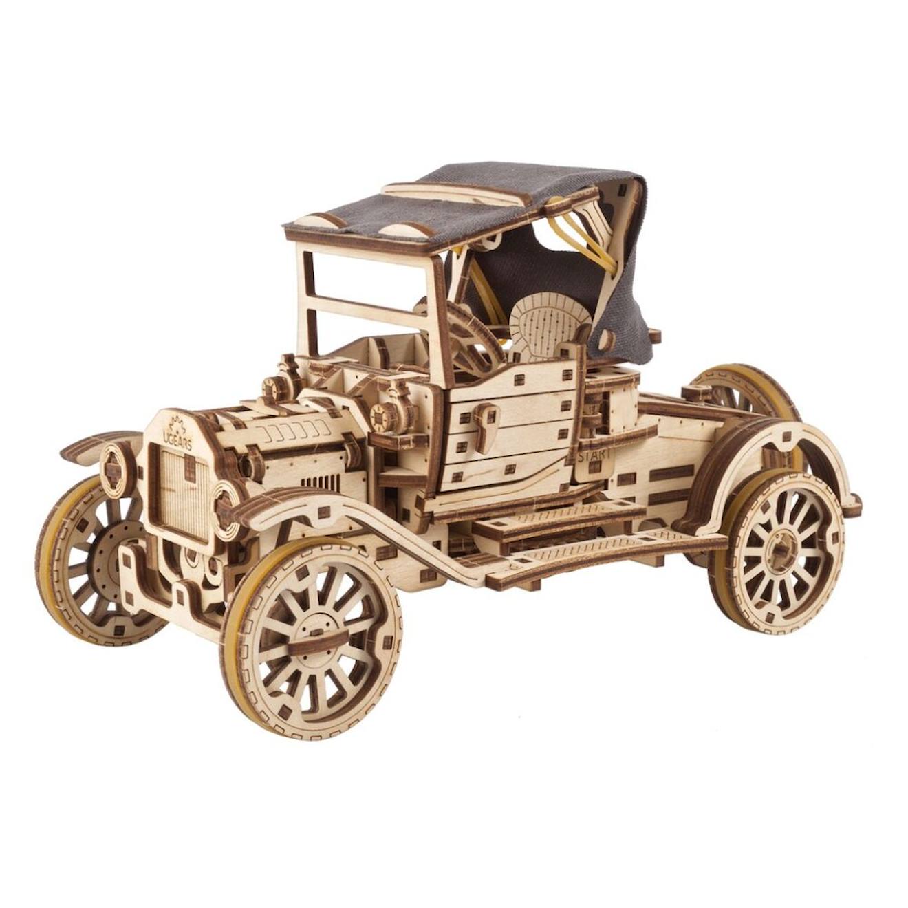 Voiture Rétro Ugr-t En Bois À Construire – Maquette Mécanique 3d Avec Moteur À Ressort Brown