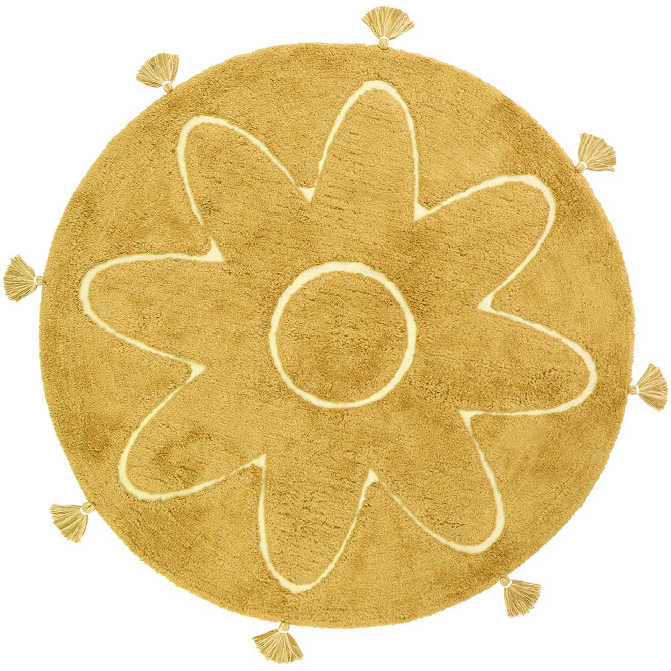 Yva Mangue Tapis Enfant Bohème Avec Pompons Mangue